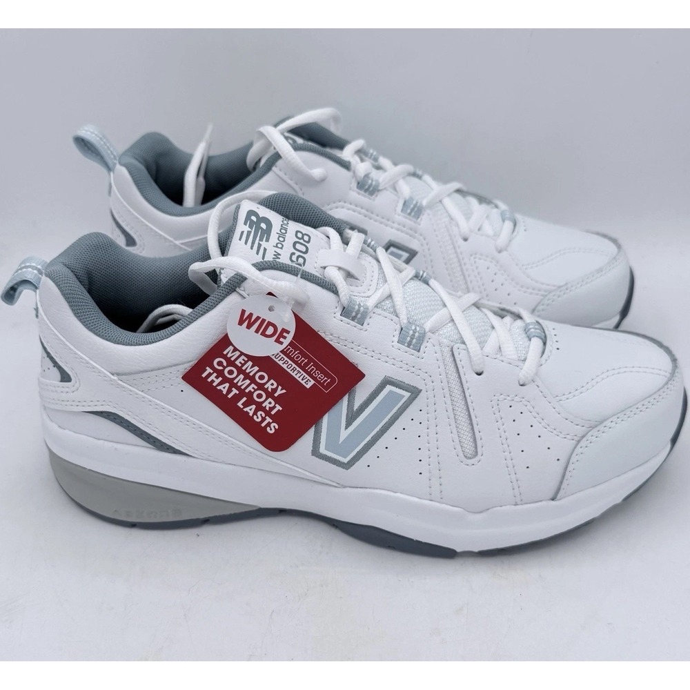 New Balance 608V5 Training Shoe Women's Size 9.5 D Wide White/Blue WX608WB5